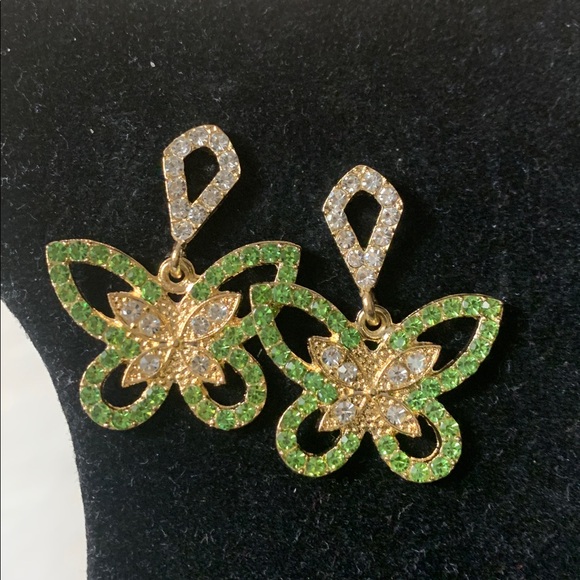 Jewelry - Butterfly Gold/Green  Earrings (NWOT)